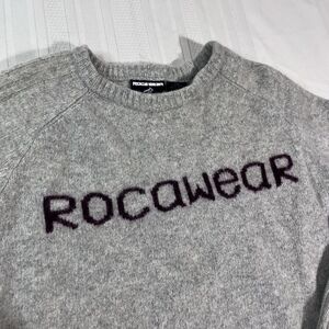 Y2K Rocawear Sweater Grey XXL Lambswool Authentic RW Luxury Streetwear Hip Hop